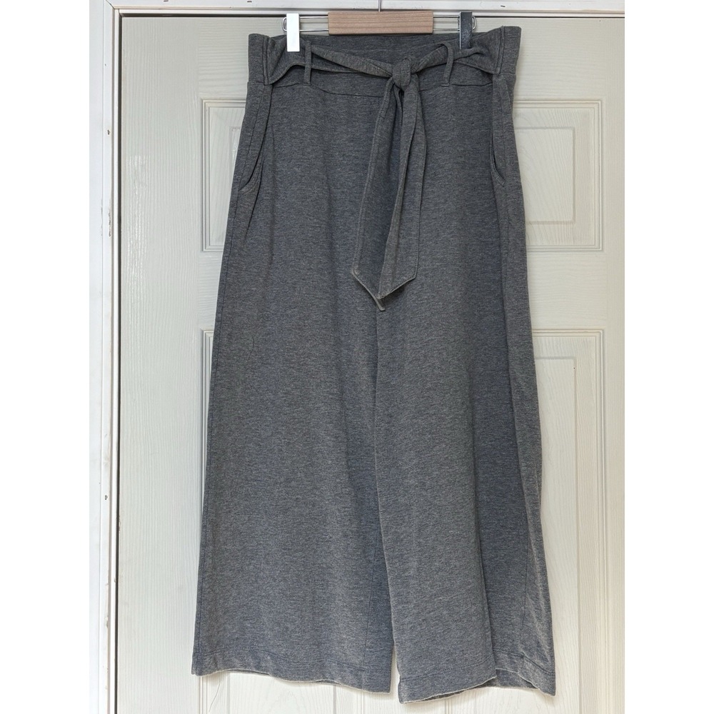 LOFT Outlet Lounge Tie Waist Wide Leg Pants|Heather Gray Size Medium